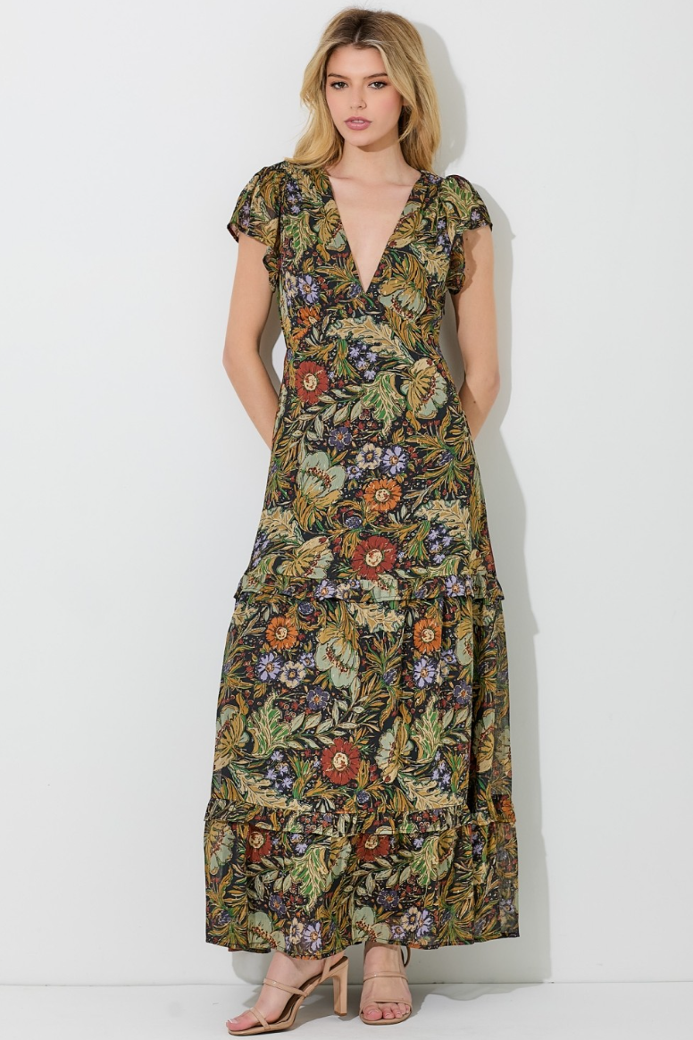 •FLORENZA• floral tiered maxi dress
