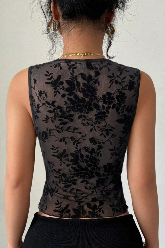 •MARCELINE• sleeveless lace trim top