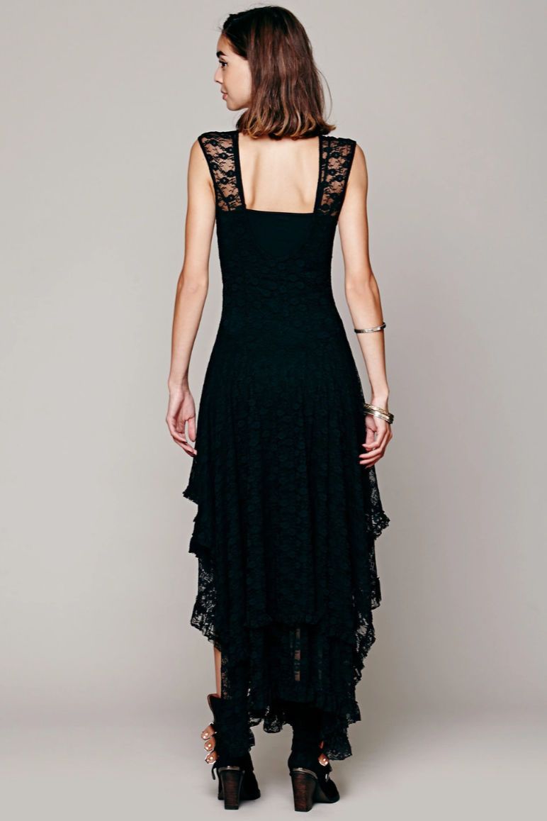•STEVIE• sheer lace witchy hem midaxi dress