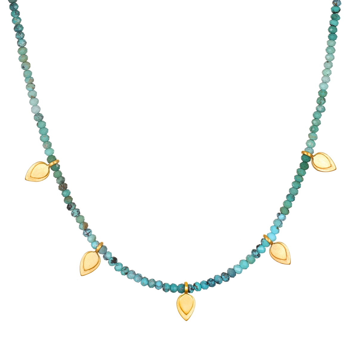 •EMERGING HOPE• turquoise + gold necklace (14"-17" long)
