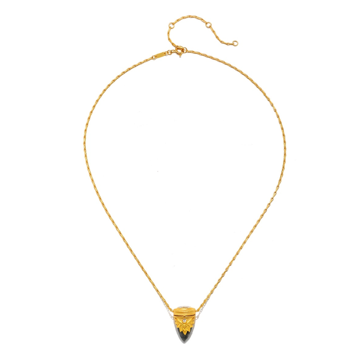 •GUIDING SPIRIT• labradorite + topaz gold locket necklace (18"-21" long)