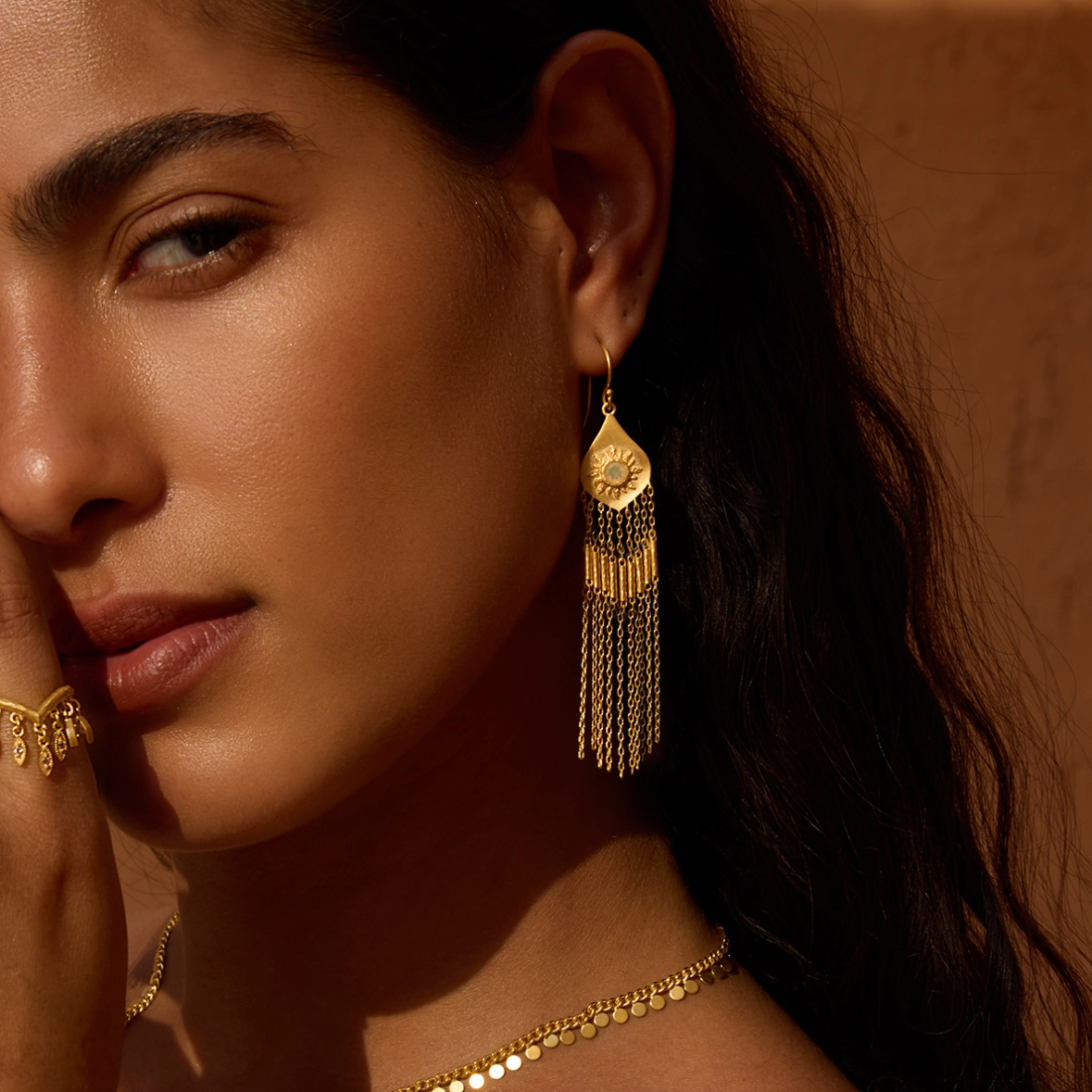 •DAYBREAK• opal + gold dangle earrings