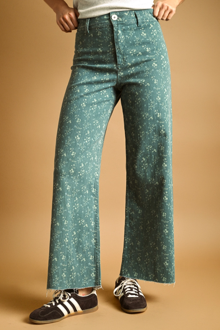 •MAGGIE• floral cotton blend denim pants