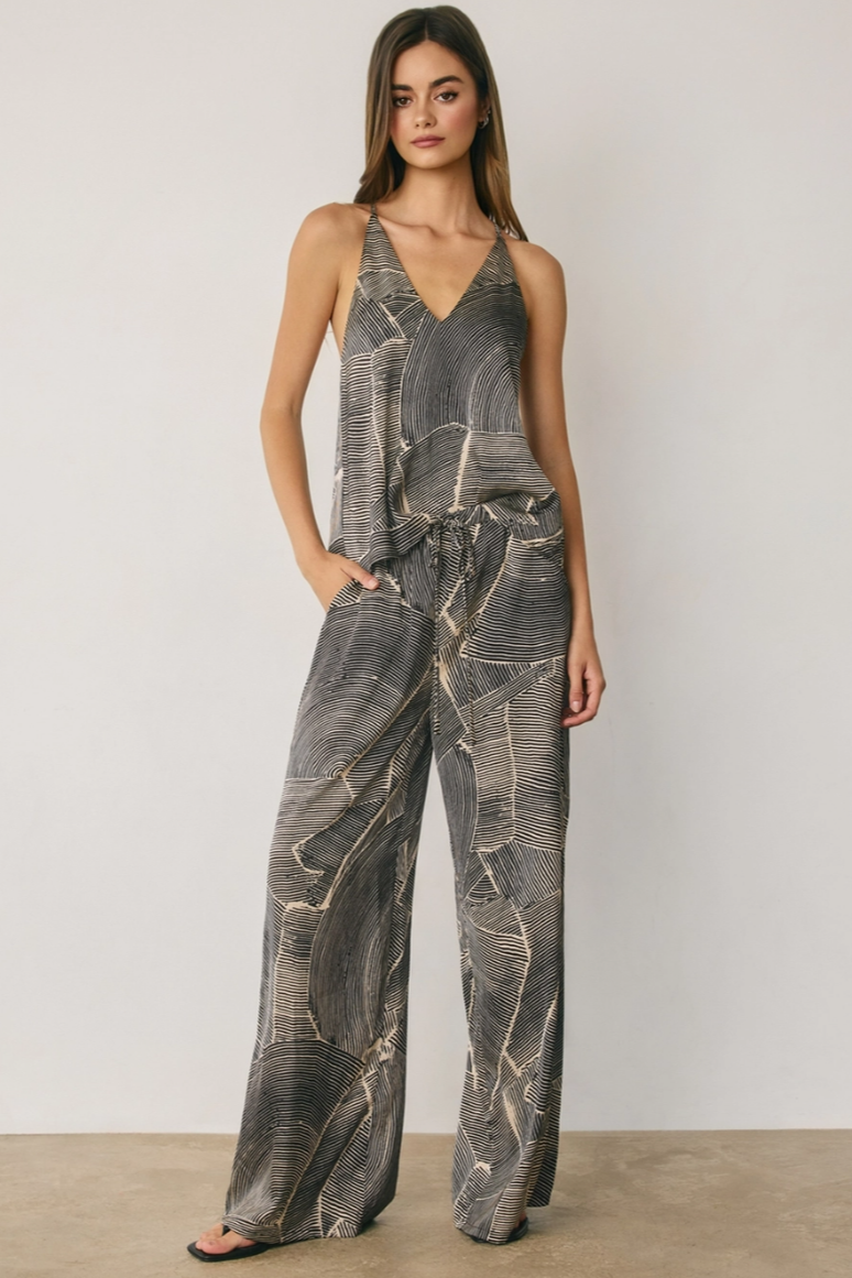 •PETRA• satin abstract top & pants separates