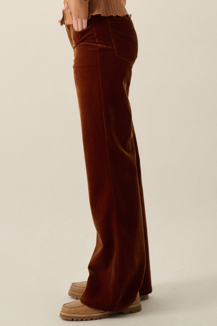 •LENORA• velvet high waist flare pants