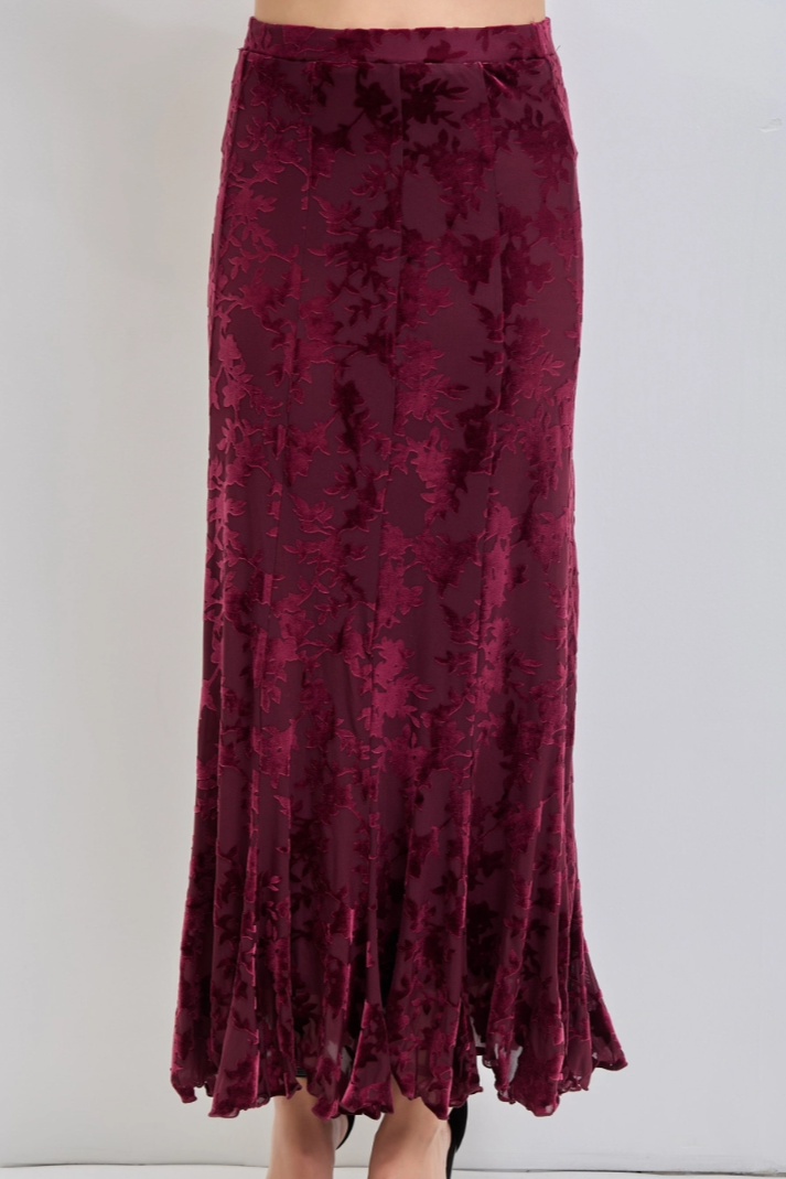 •CELOSIA• velvet burnout maxi skirt