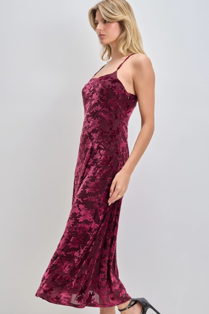 •CELOSIA• velvet burnout midi dress
