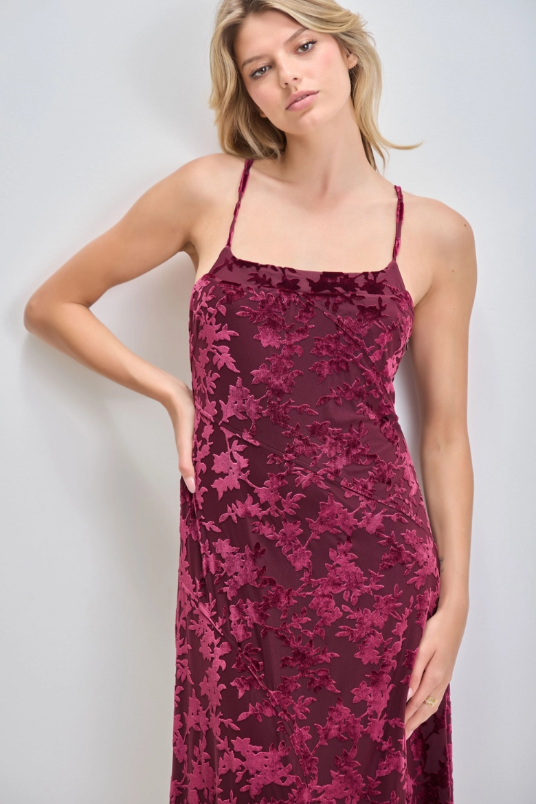•CELOSIA• velvet burnout midi dress