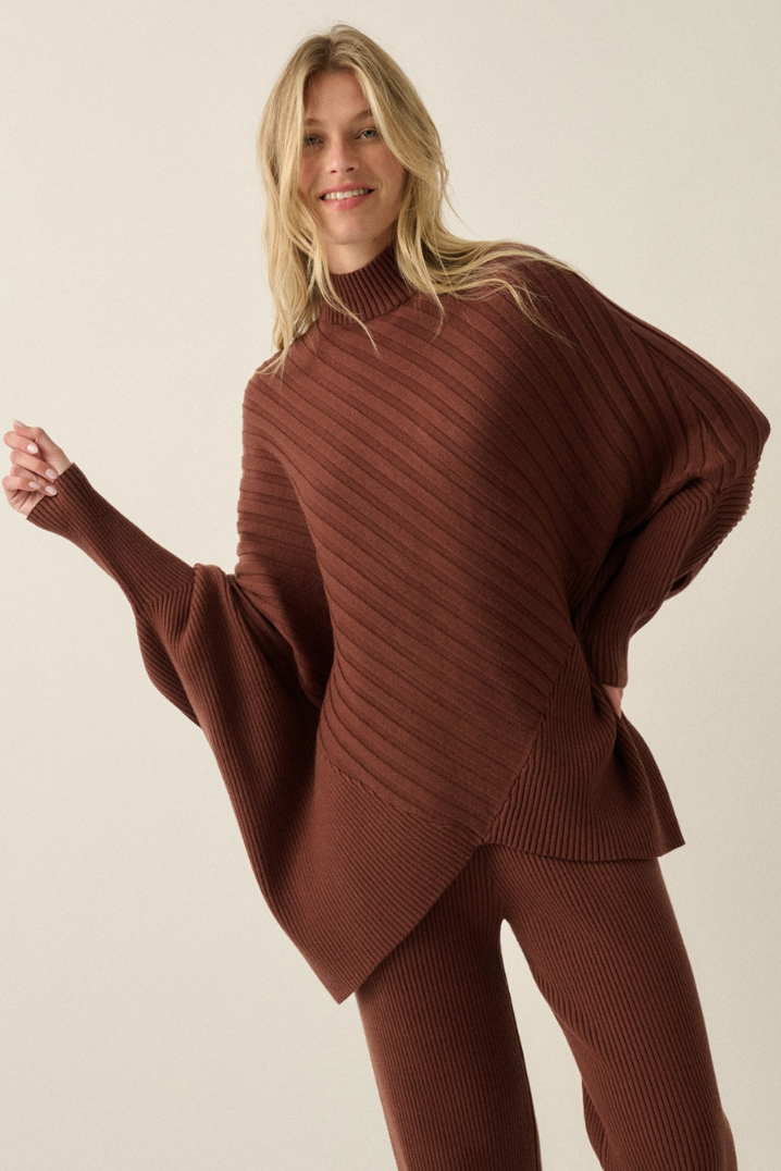 •MERYL• asymmetric ribbed knit dolman sweater