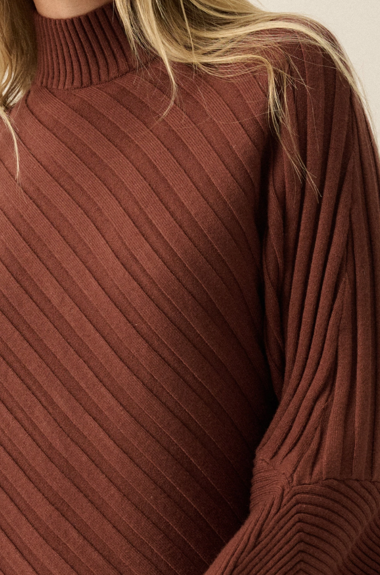 •MERYL• asymmetric ribbed knit dolman sweater