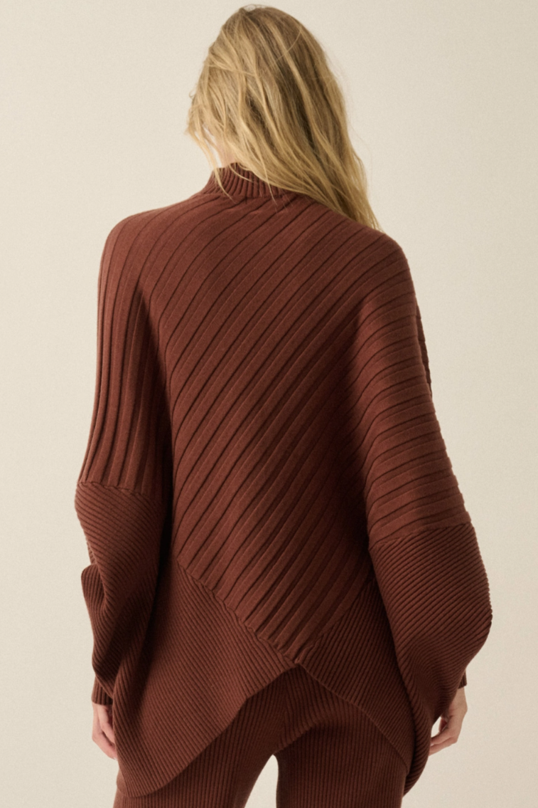 •MERYL• asymmetric ribbed knit dolman sweater