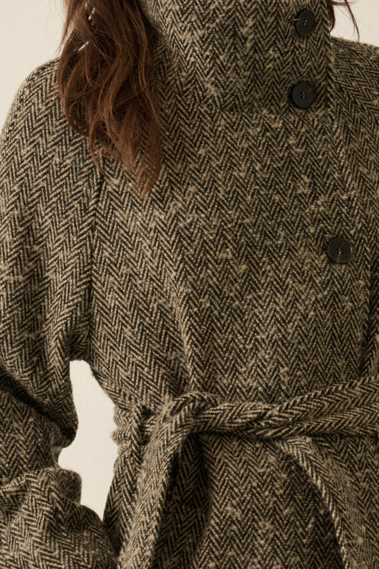 •ONASSIS• herringbone tweed overcoat