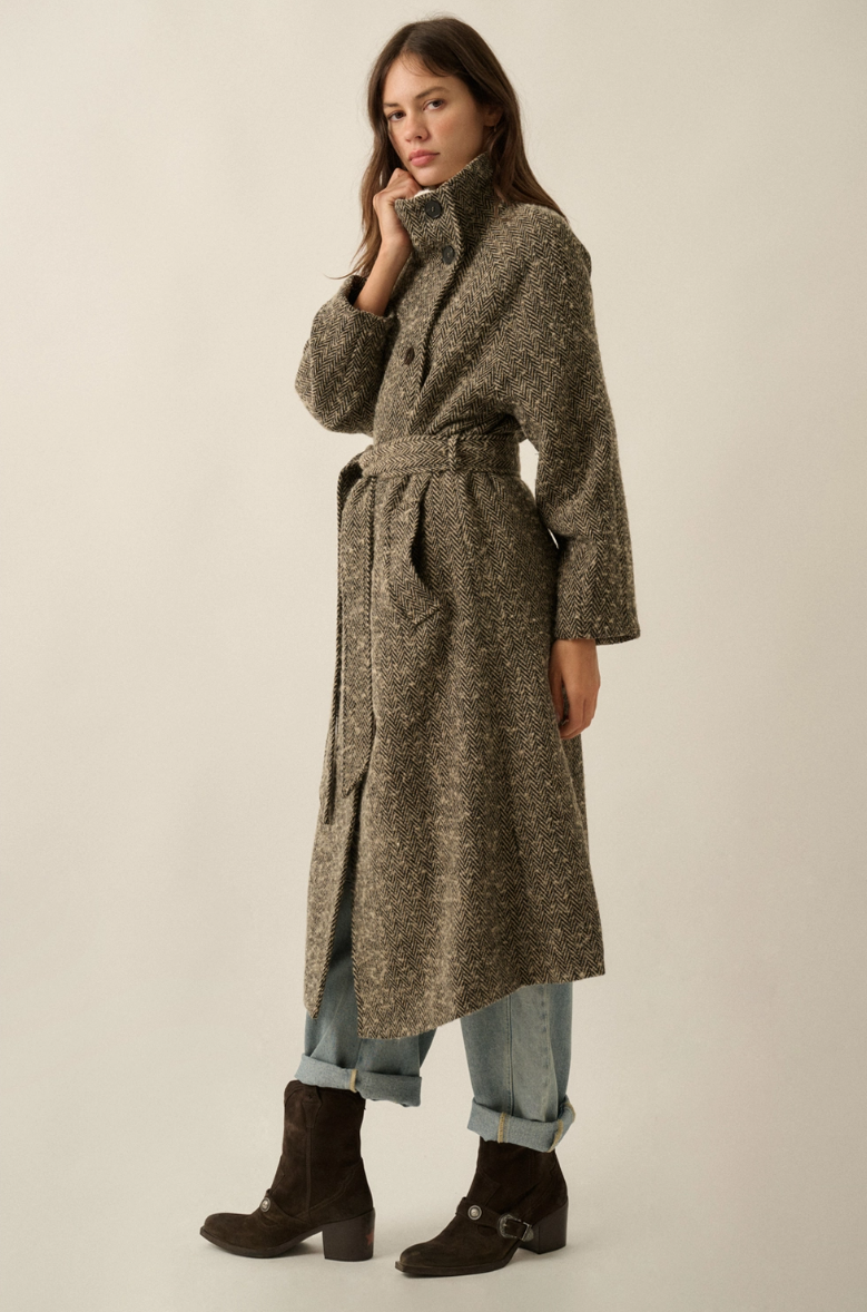 •ONASSIS• herringbone tweed overcoat