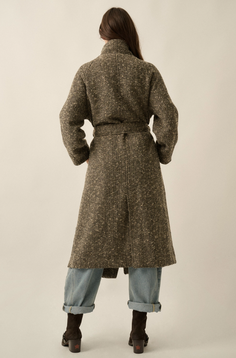 •ONASSIS• herringbone tweed overcoat