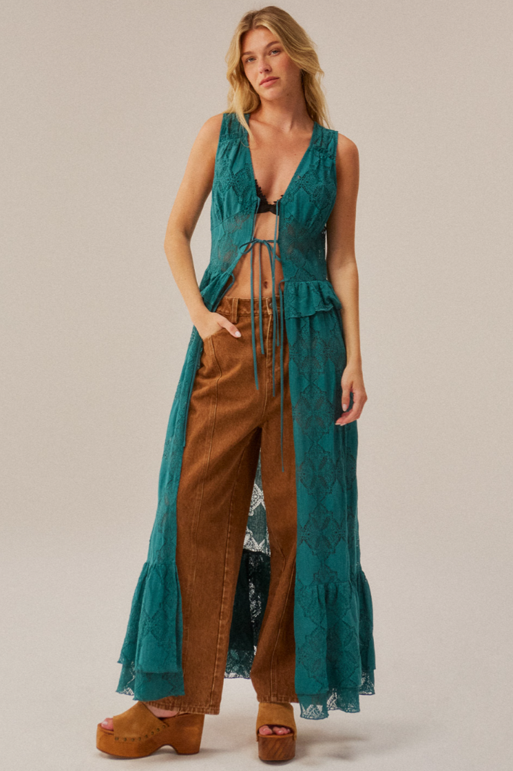 •LARK• lacy cotton blend sleeveless duster