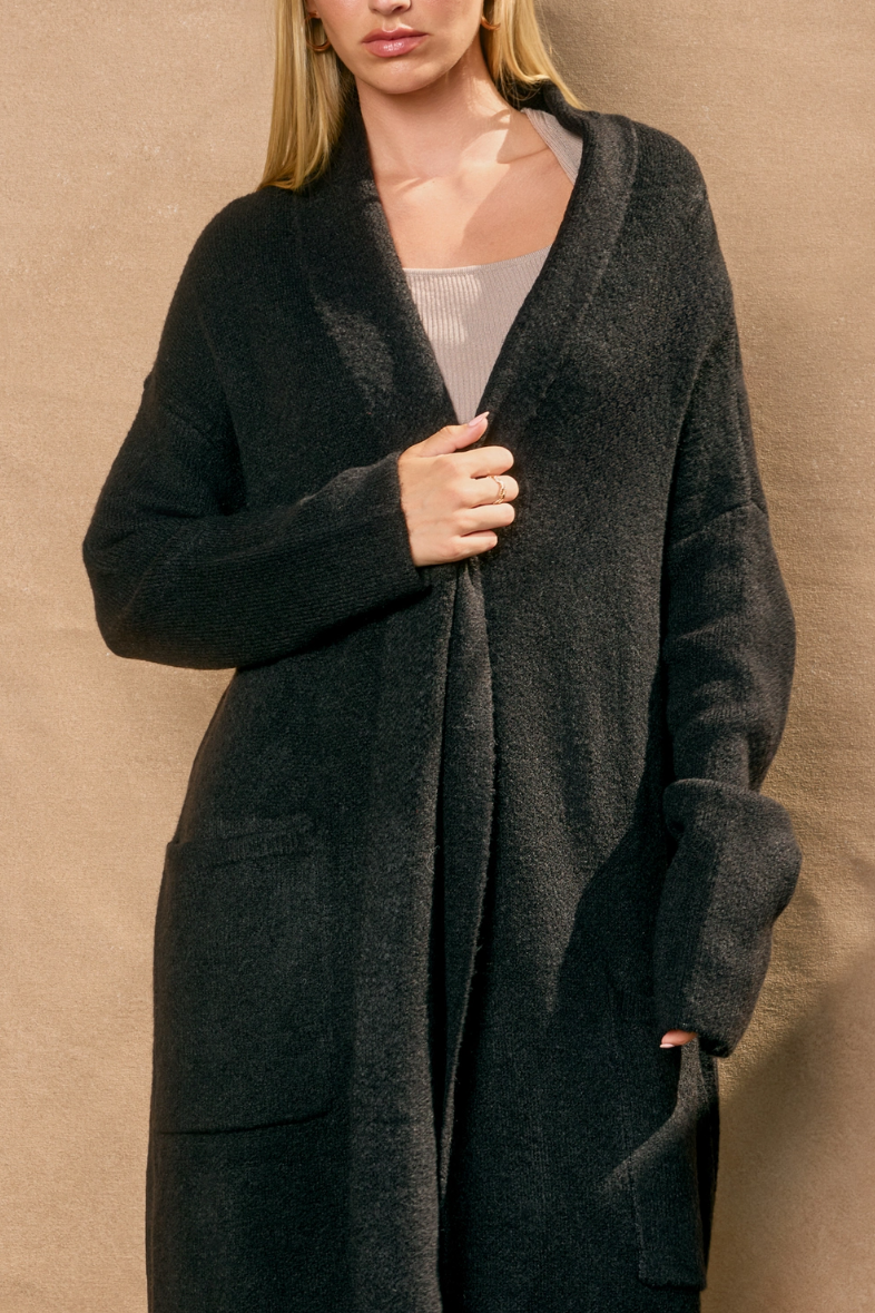 •CHARLIZE - BLACK• soft knit duster cardigan