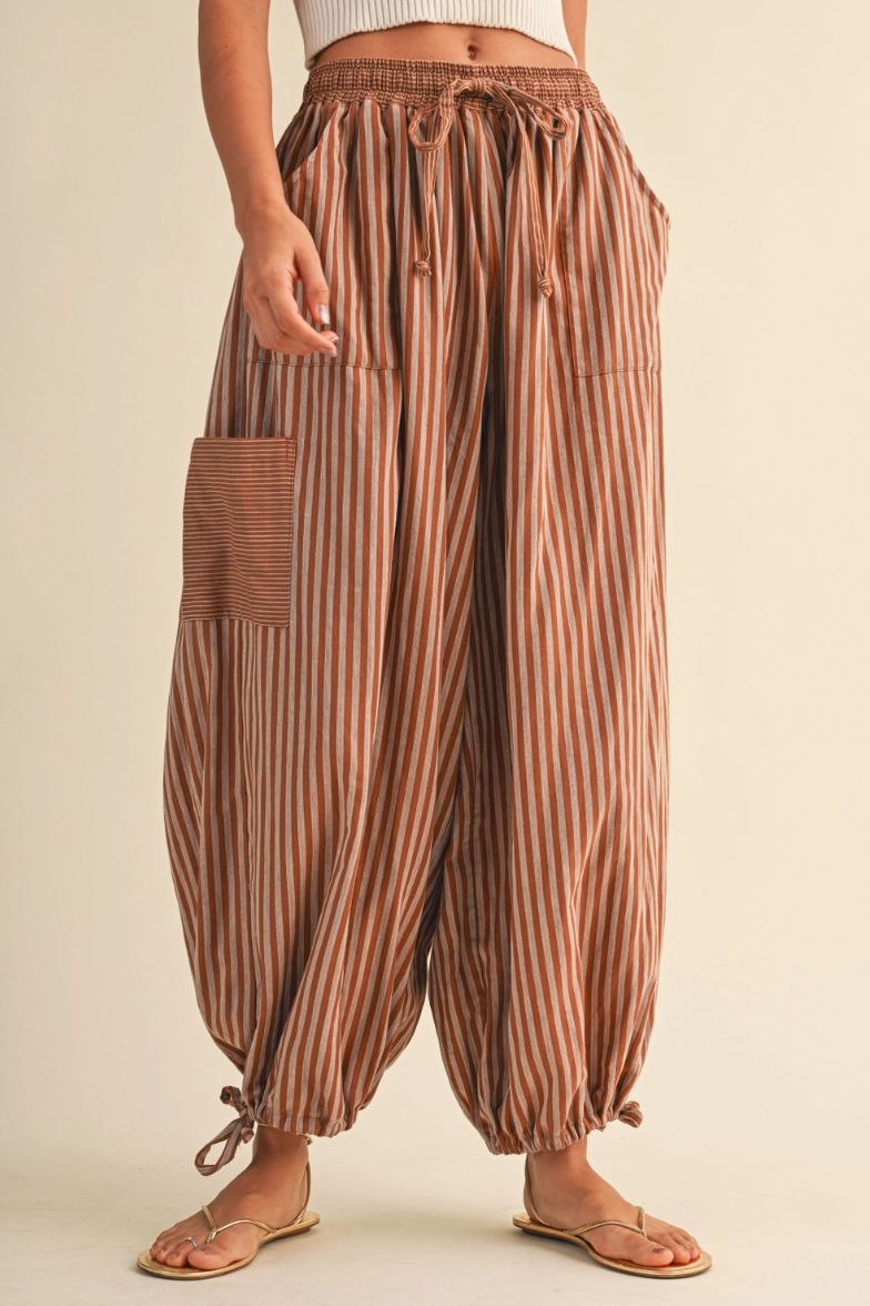 •MILES• cotton striped convertible leg pants