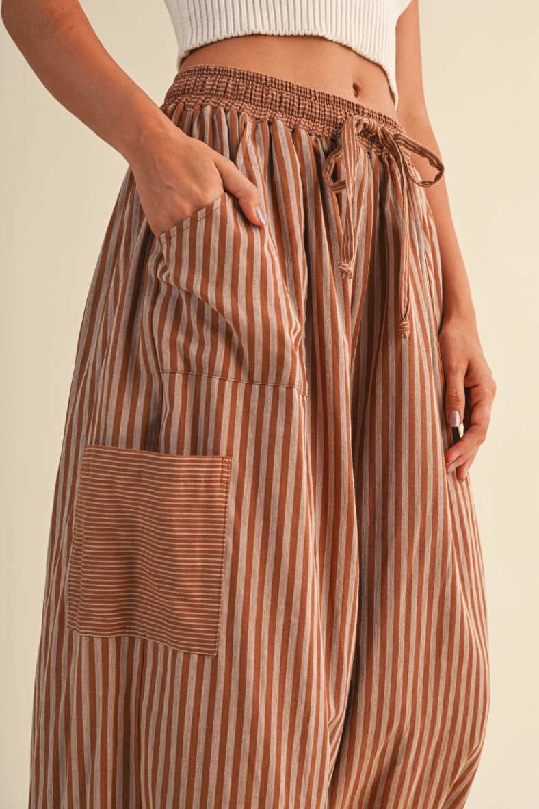 •MILES• cotton striped convertible leg pants