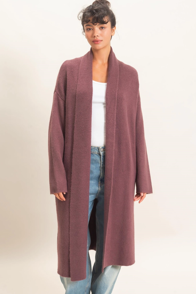 •CHARLY - PLUM• soft knit duster cardigan