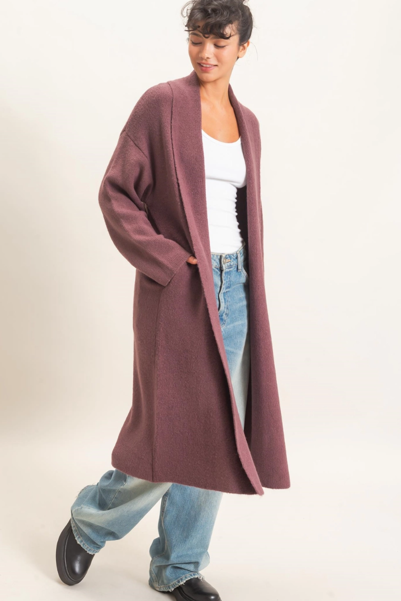 •CHARLY - PLUM• soft knit duster cardigan