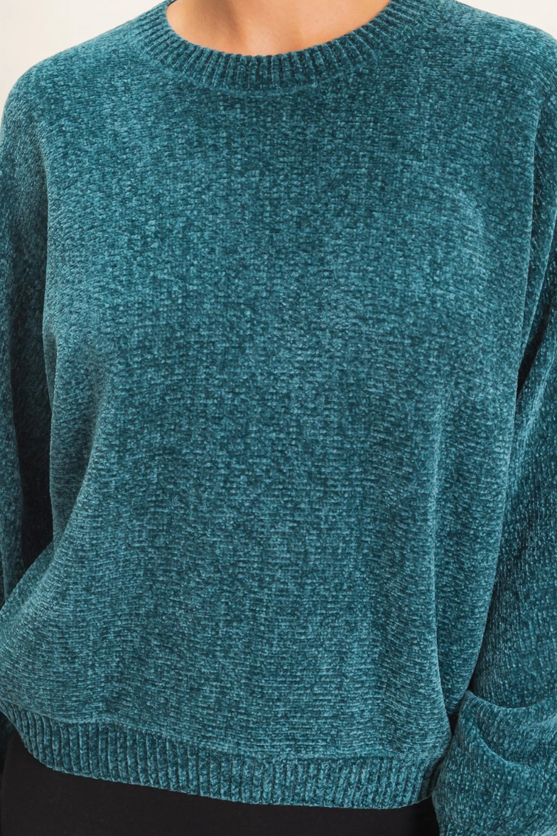 •SPENCER - TEAL• chenille knit sweater
