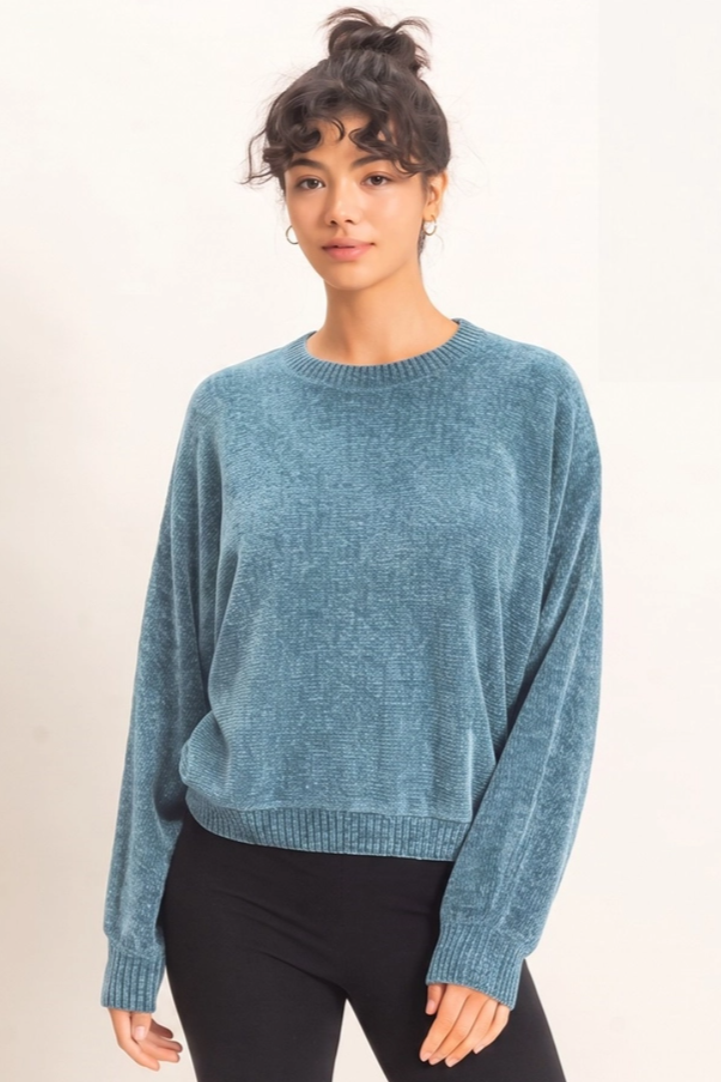 •SPENCER - SKY BLUE• chenille knit sweater