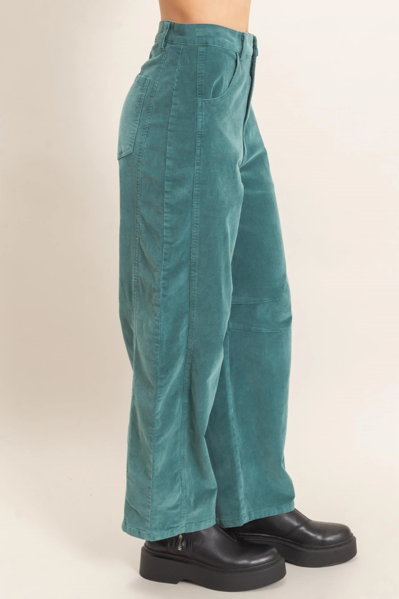 •FLYNN - TEAL GREEN• mineral washed barrel leg pants