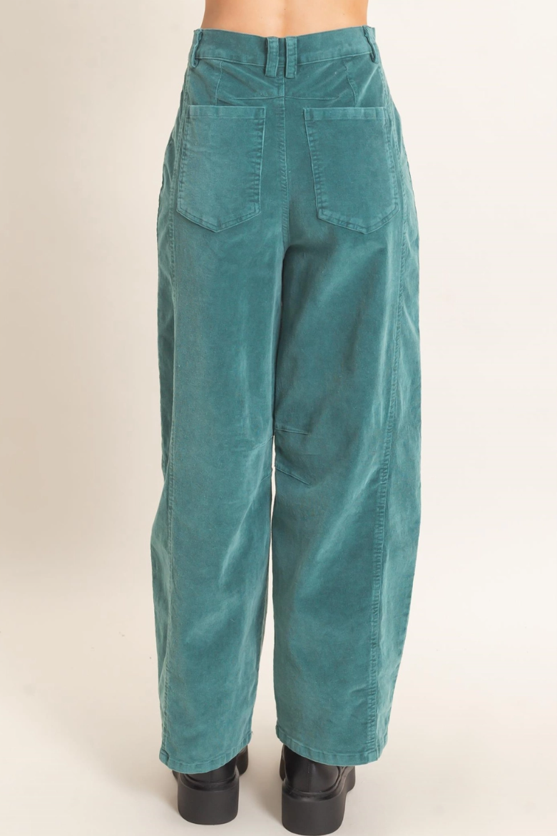•FLYNN - TEAL GREEN• mineral washed barrel leg pants