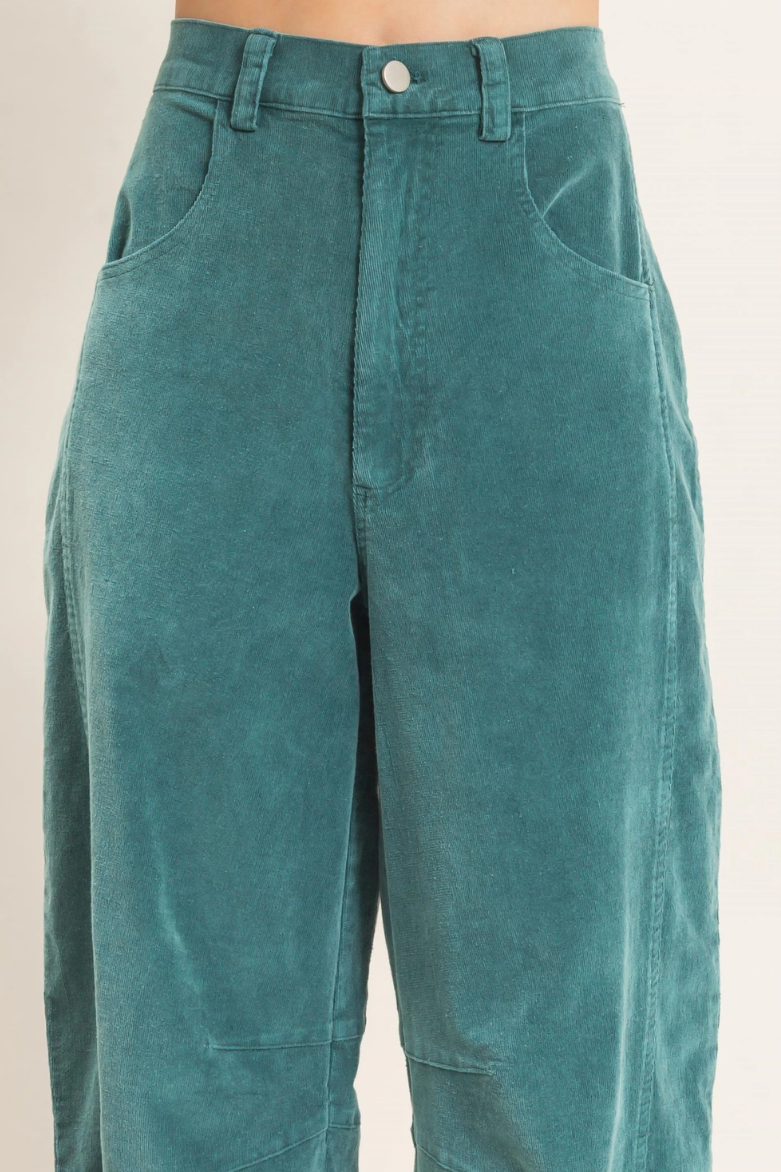 •FLYNN - TEAL GREEN• mineral washed barrel leg pants