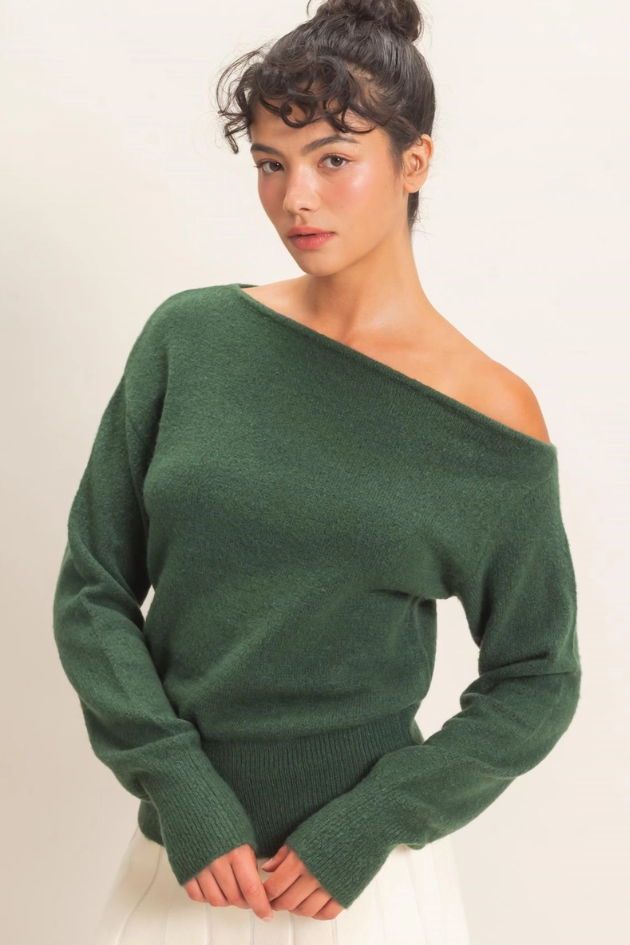 •LESLIE - JUNIPER• sunny shoulder long sleeve sweater
