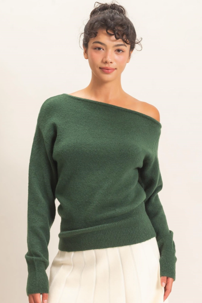•LESLIE - JUNIPER• sunny shoulder long sleeve sweater