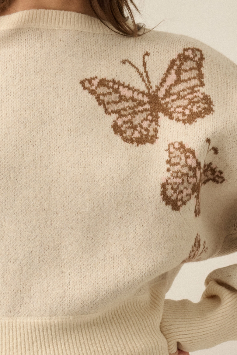 •DARLA - CREAM• butterfly jacquard knit sweater