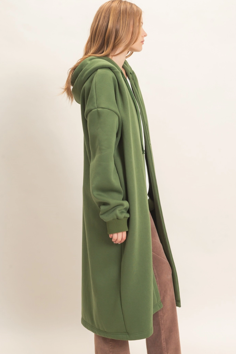 •CHANTELLE - HEDGE GREEN• cotton blend oversized hooded coat