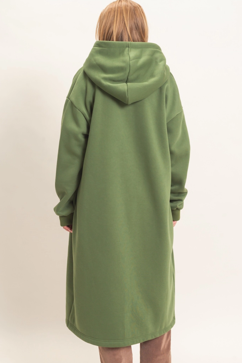 •CHANTELLE - HEDGE GREEN• cotton blend oversized hooded coat