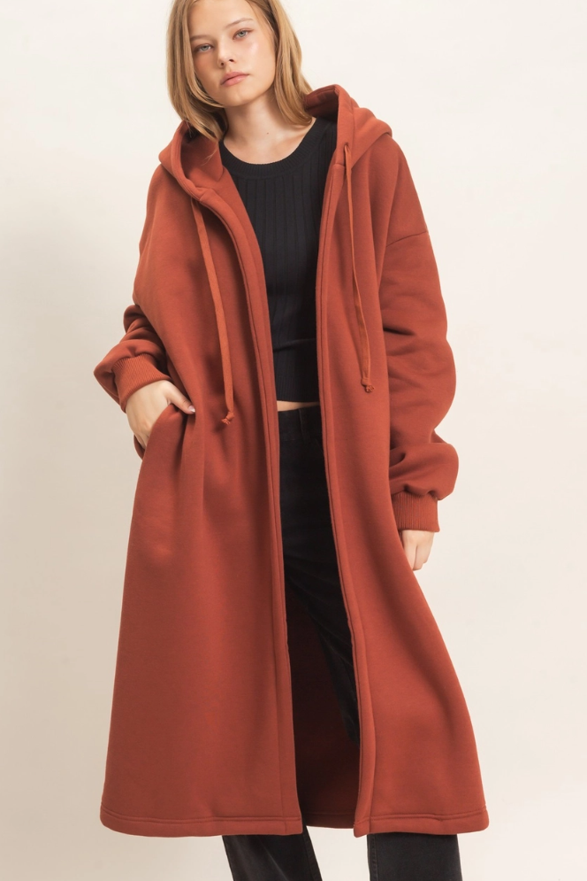 •CHANTELLE - PAPRIKA• cotton blend oversized hooded coat