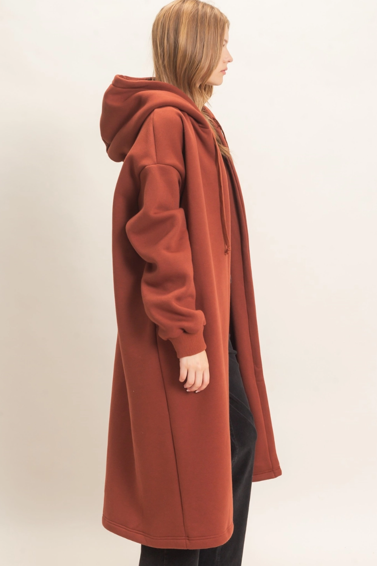 •CHANTELLE - PAPRIKA• cotton blend oversized hooded coat