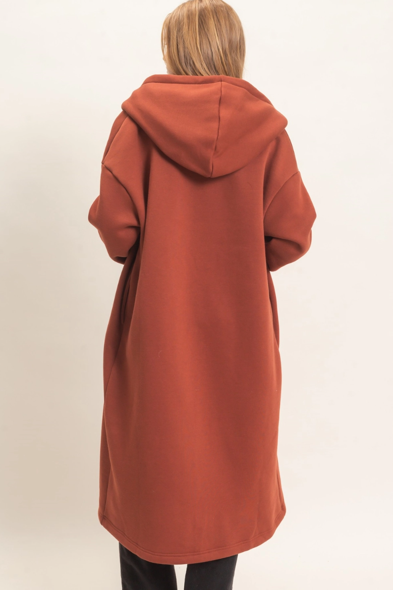 •CHANTELLE - PAPRIKA• cotton blend oversized hooded coat