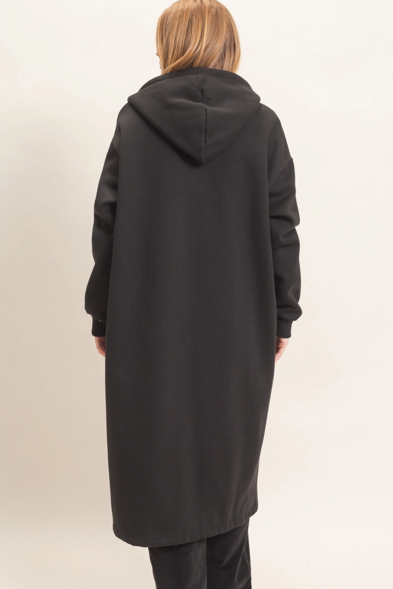 •CHANTELLE - BLACK• cotton blend oversized hooded coat