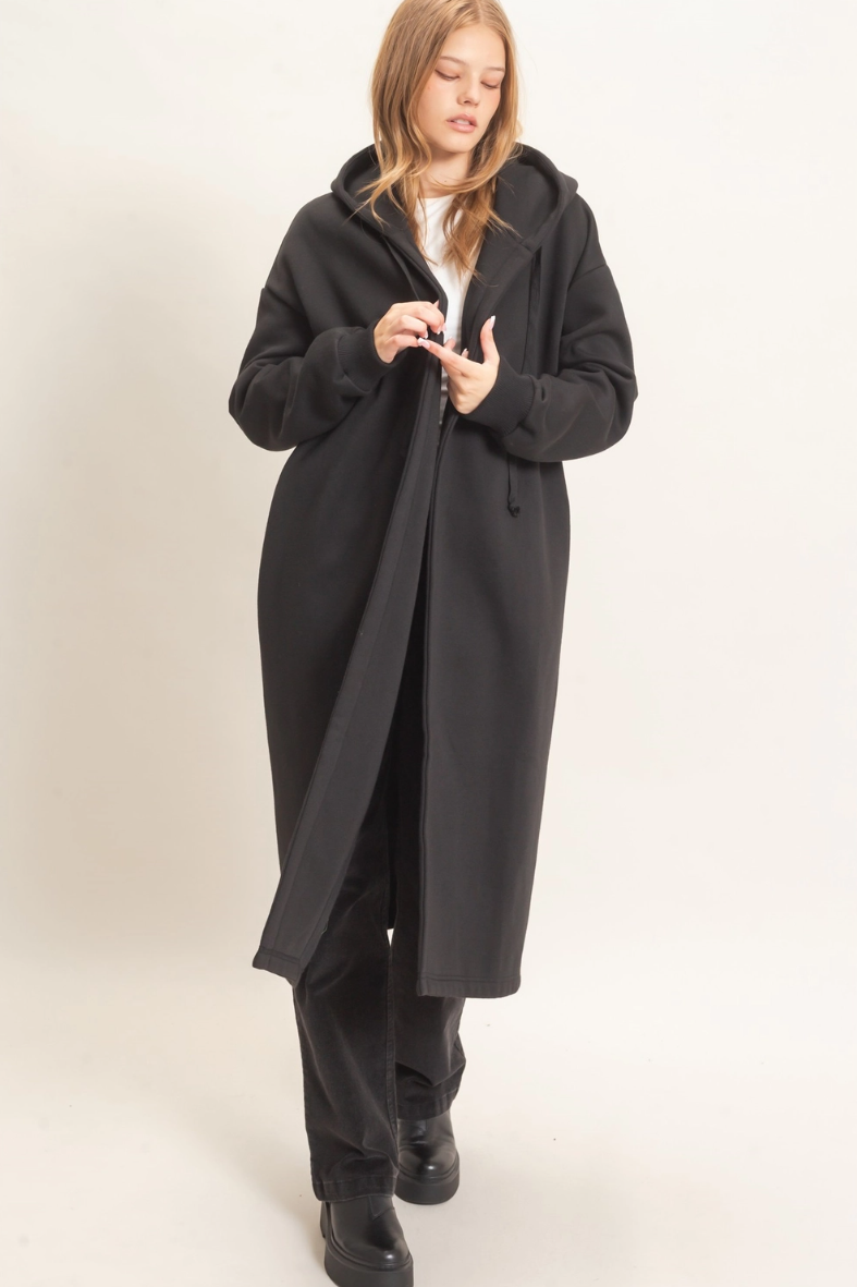 •CHANTELLE - BLACK• cotton blend oversized hooded coat