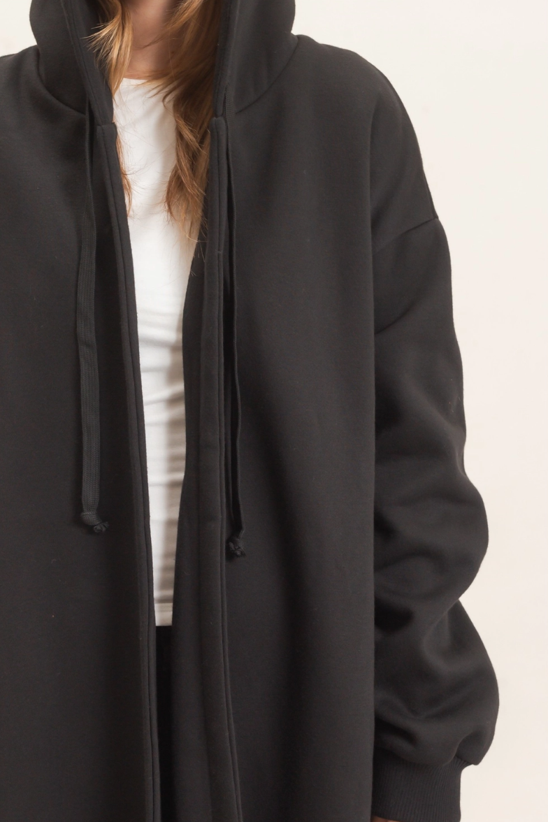 •CHANTELLE - BLACK• cotton blend oversized hooded coat