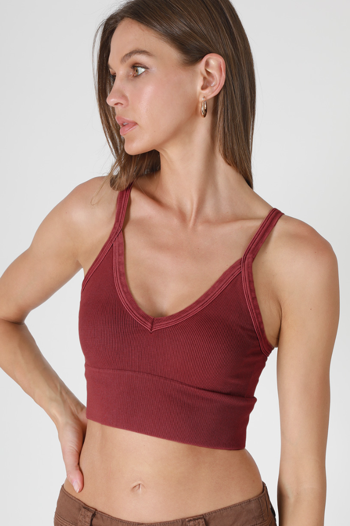 •RIBBED V-NECK• vintage washed wide band brami (USA)