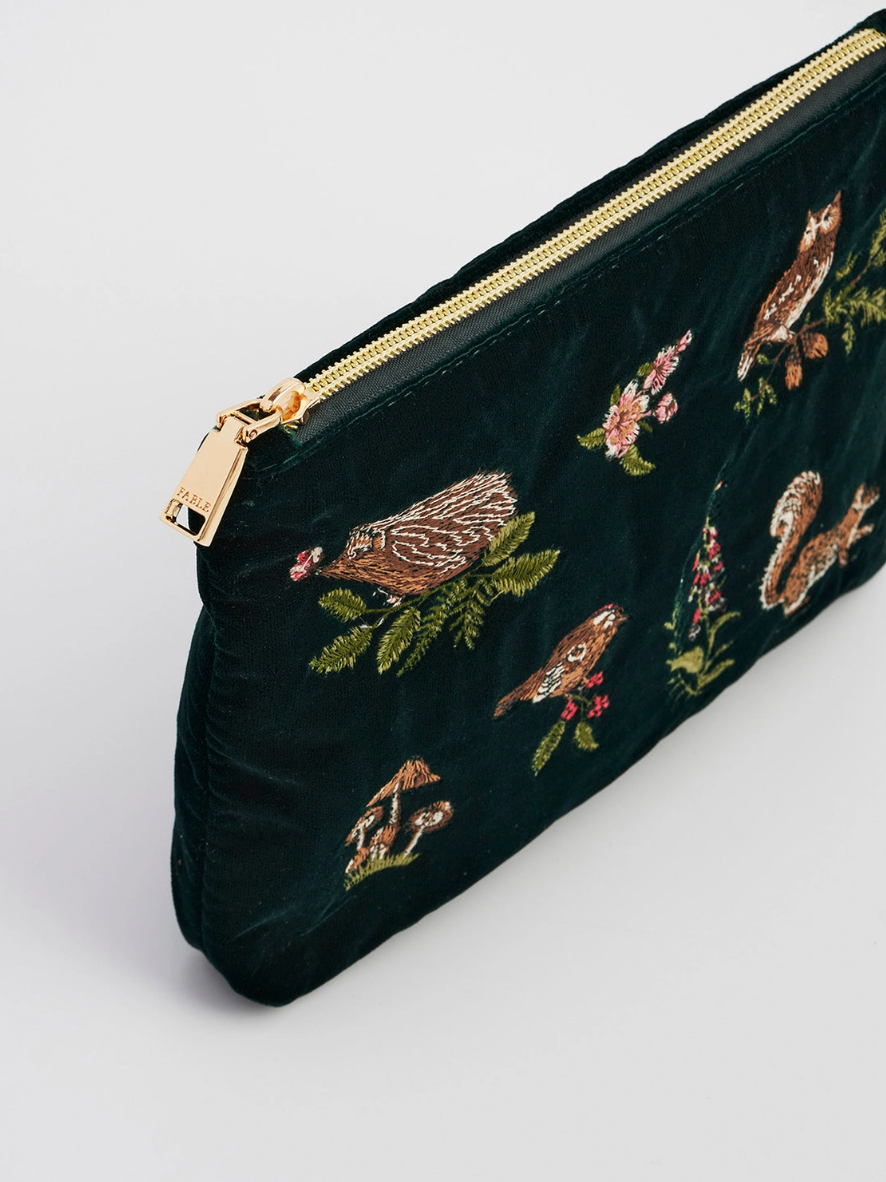 •MEADOW• medium embroidered velvet pouch