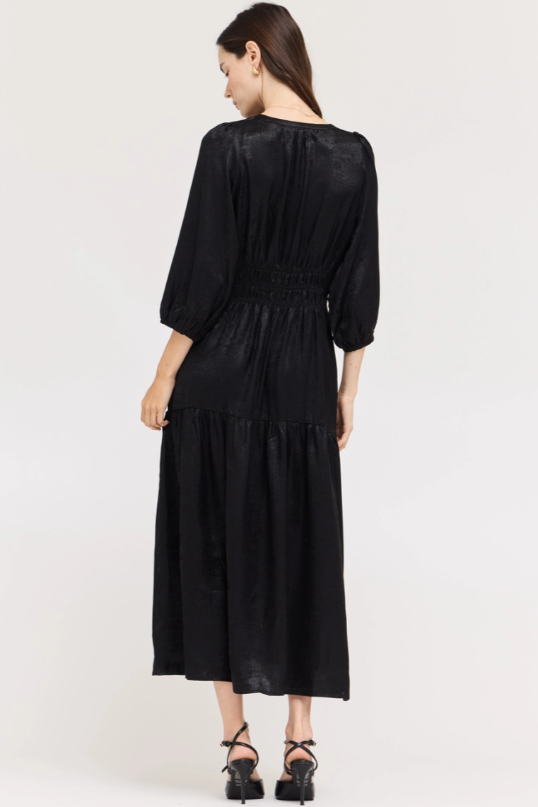 •NYX - MIDNIGHT• 3/4 sleeve midaxi dress