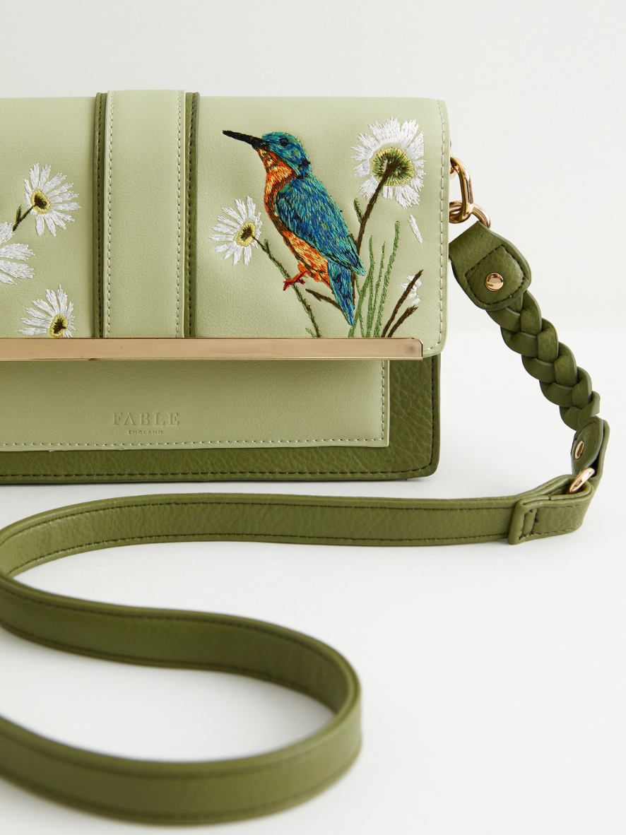 •KINGFISHER• embroidered 'leather' crossbody