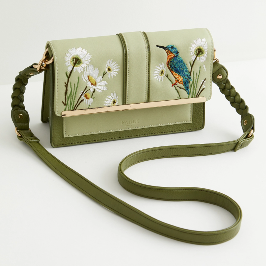 •KINGFISHER• embroidered 'leather' crossbody