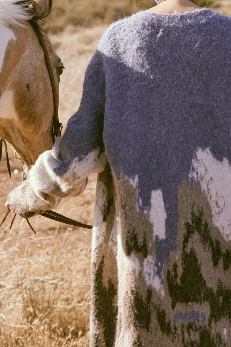 •KUWOHI - BLUE RIDGE• jacquard knit duster