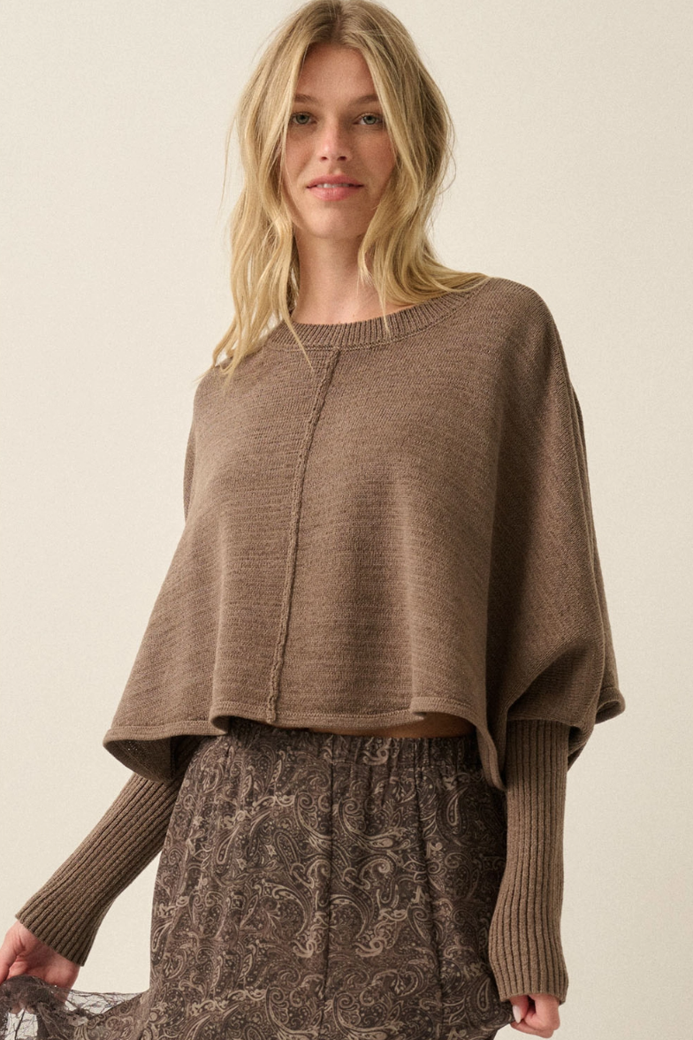 •FAWN - TAUPE• cotton blend dolman sleeve sweater