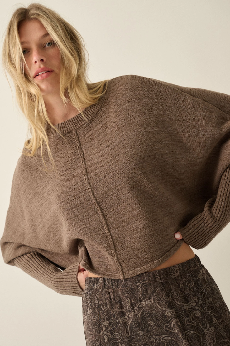 •FAWN - TAUPE• cotton blend dolman sleeve sweater
