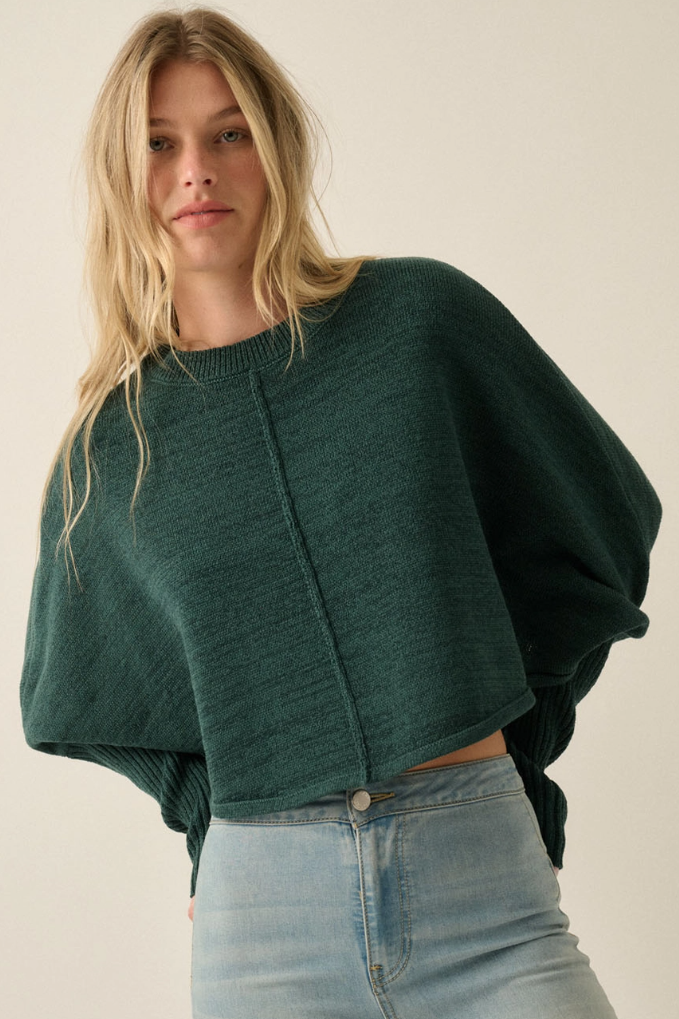 •FAWN - DEEP SEA• cotton blend dolman sleeve sweater