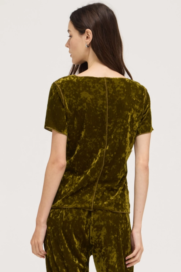 •PIPER• crushed velvet short sleeve top